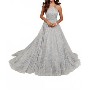 NEW TIFFANY DESIGNS women's prom dress in silver